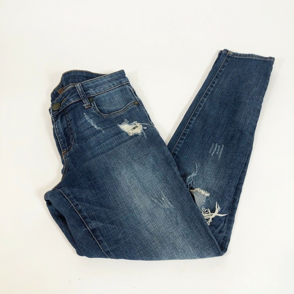 Kut‎ From The Kloth Mia Toothpick Skinny Jeans Womens 6 Blue Distressed Low Rise